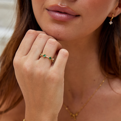 Geluk - Kleeblatt Vier Kristallen Ring